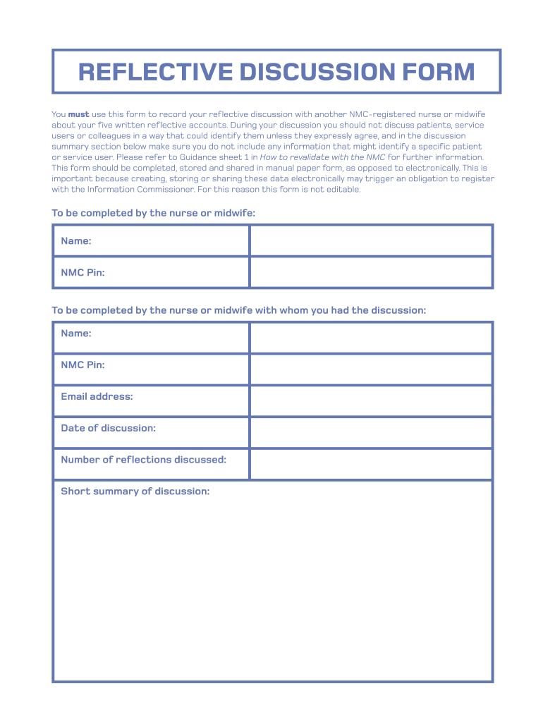 Nmc Reflective Account Revalidation Froms Fill Online Printable 