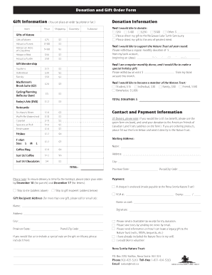 Donation and Gift Order Form