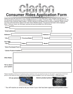 Consumer Rides Application Form