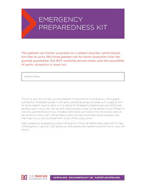 Emergency Preparedness Kit for Marfan Syndrome