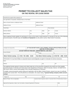 Colorado Sales Tax Permit for Rental or Lease Business