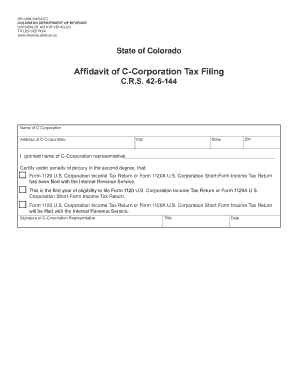 Colorado C-Corporation Tax Filing Affidavit