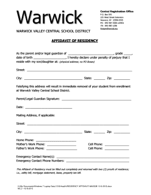 Affidavit of Residency
