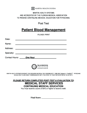Patient Blood Management Post Test