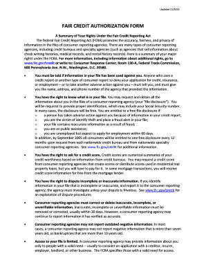 Fair Credit Authorization Form