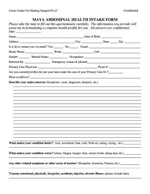 Maya Abdominal Health Intake Form