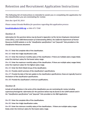 Retention and Recruitment Application Instructions