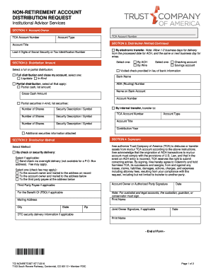 Non-Retirement Account Distribution Request