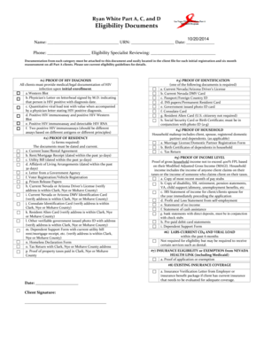 Ryan White Part A, C, and D Eligibility Documents