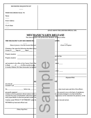 Mechanic's Lien Release Form