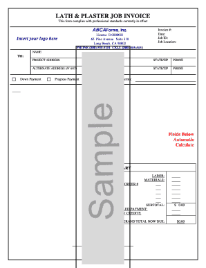 LATH PLASTER JOB INVOICE - abcaformscom