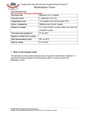 Medication Form Template
