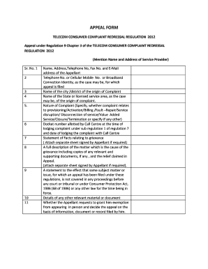 Telecom Consumer Complaint Appeal Form