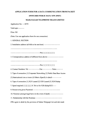 Data Communication Application Form