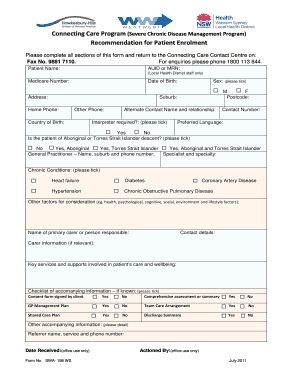 Connecting Care Program Patient Enrolment Form