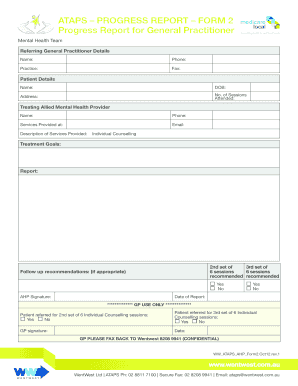 ATAPS Progress Report Form 2