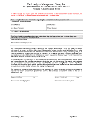 Condominium Document Release Authorization Form