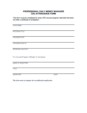 CEU Attendance Form
