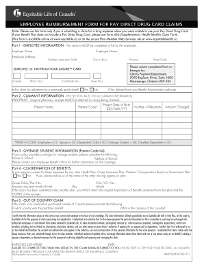 Employee Reimbursement Form for Drug Claims