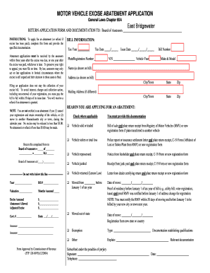 Motor Vehicle Excise Abatement Application