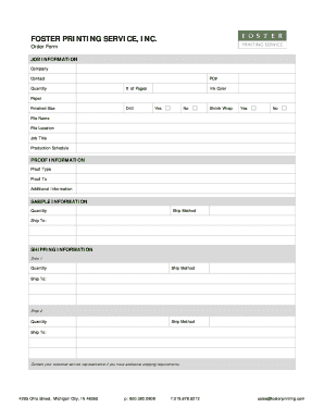 Printing Service Order Form
