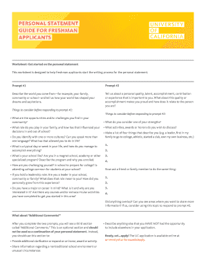 Personal Statement Guide for Freshman Applicants