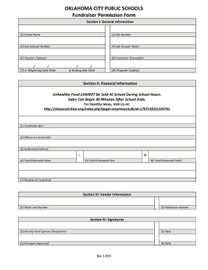 Oklahoma City Public Schools Fundraiser Permission Form