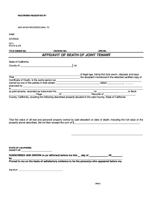 Affidavit of Death of Joint Tenant