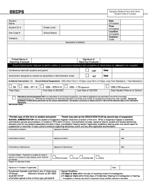 Discipline Referral Form 2015-2016