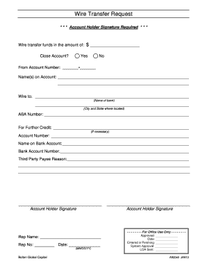 Wire Transfer Request Form