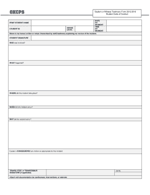 Student Witness Testimony Form