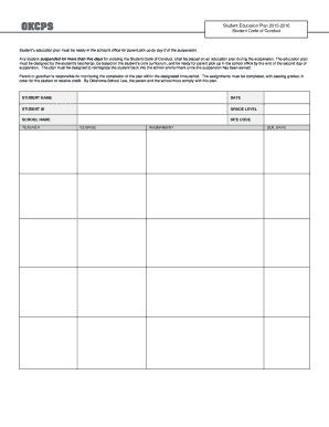 Student Education Plan Template