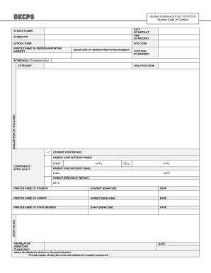 Student Conference Form 2015-2016