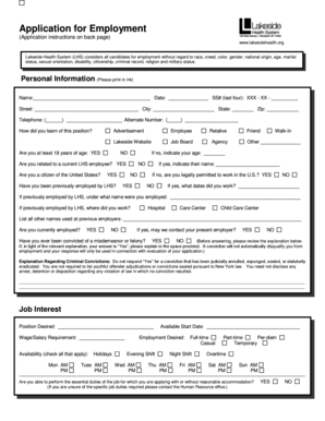 Lakeside Health System Employment Application