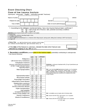 Low Trauma Fracture Event Checking Chart