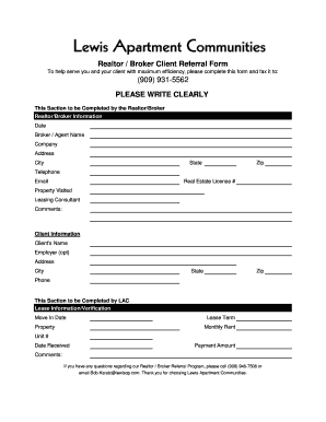 Realtor Broker Client Referral Form