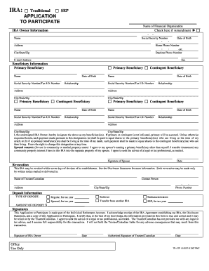 Traditional IRA Application Form