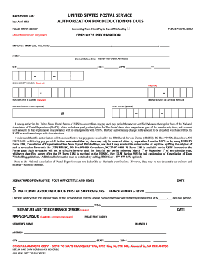 USPS Form 1187 Authorization for Dues Deduction