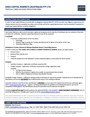 Saxo Capital Markets Trust Account Application Form