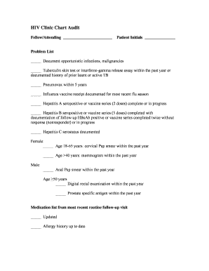 HIV Clinic Chart Audit Form