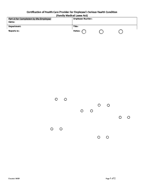 Certification of Health Care Provider for Employee's Serious Health Condition