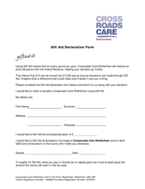 Gift Aid Declaration Form