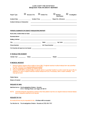 Clark County Fire Department Incident Report Request