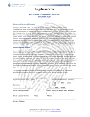 Background Screening Disclosure and Authorization
