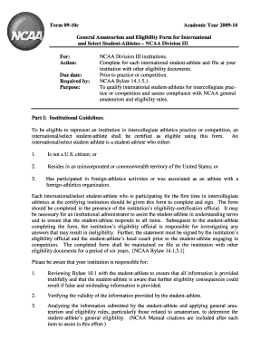 NCAA Division III International Student-Athlete Eligibility Form