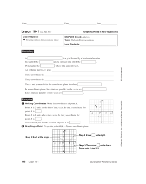 Graphing Points in Four Quadrants Worksheet
