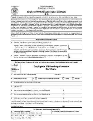 Louisiana Employee Withholding Exemption Certificate