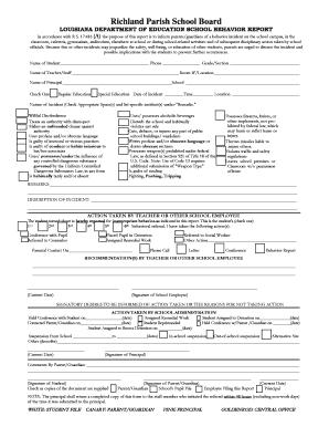 Louisiana School Behavior Report