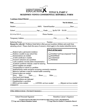 McKinney-Vento Confidential Referral Form