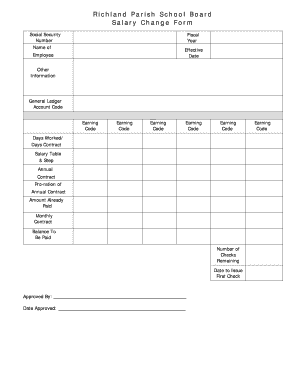 Richland Parish School Board Salary Change Form